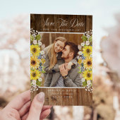 Rustikale Sonnenblumen-Lichterkette Foto Save-the- Save The Date