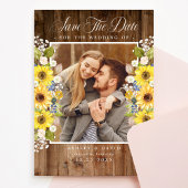 Rustikale Sonnenblumen-Lichterkette Foto Save-the- Save The Date