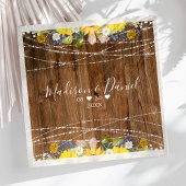 Rustikale Sonnenblumen-Lichterkette Hochzeit Serviette