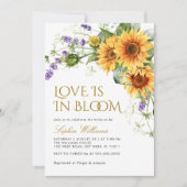 Rustikale Sonnenblumen Liebe ist in Bloom Brautpar Einladung (Vorderseite)