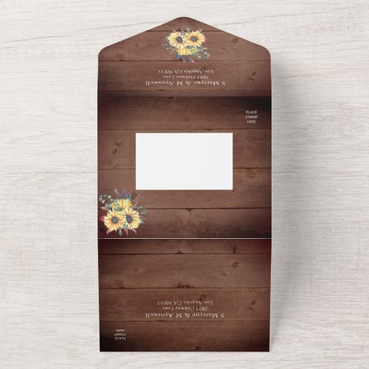 Rustikale Sonnenblumen Lights Eukalyptus Hochzeit  All In One Einladung (Außenbereich)