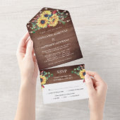 Rustikale Sonnenblumen Lights Eukalyptus Hochzeit  All In One Einladung (Abreißen)