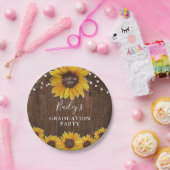 Rustikale Sonnenblumen & Lights Foto Graduation Pa Pappteller (Party)