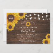 Rustikale Sonnenblumen & Lights Graduierungsparty Einladung (Vorderseite)