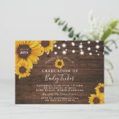 Rustikale Sonnenblumen & Lights Graduierungsparty Einladung (Stehend Vorderseite)