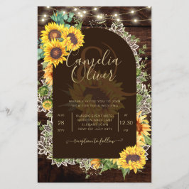 Rustikale Sonnenblumen Lights Lace Arch Wedding Flyer