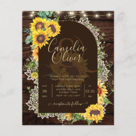 Rustikale Sonnenblumen Lights Lace Arch Wedding Flyer