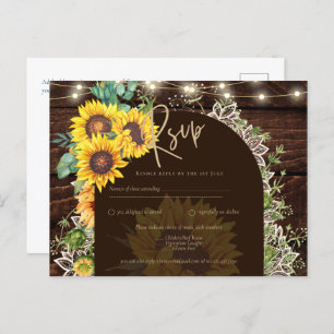 Rustikale Sonnenblumen Lights Lace Arch Wedding Postkarte