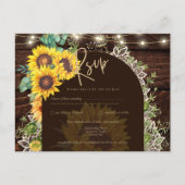 Rustikale Sonnenblumen Lights Lace Arch Wedding Postkarte (Vorderseite)