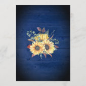 Rustikale Sonnenblumen Lights Navy Blue Wood Weddi Einladung (Rückseite)