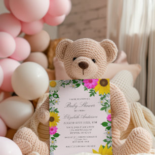 Rustikale Sonnenblumen-Margeriten-Blumen-Baby-Part Einladung