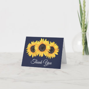 Rustikale Sonnenblumen Marineblau Dankeskarten Karte