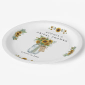 Rustikale Sonnenblumen-Mason-Glas-Brautabschiedspa Pappteller (Schrägansicht)