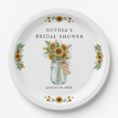 Rustikale Sonnenblumen-Mason-Glas-Brautabschiedspa Pappteller (Vorderseite)