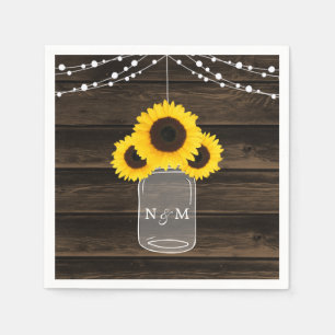 Rustikale Sonnenblumen Mason Jar Barn Wood Wedding Serviette