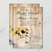 Rustikale Sonnenblumen Mason Jar Brautparty lädt e Einladung (Vorne/Hinten)