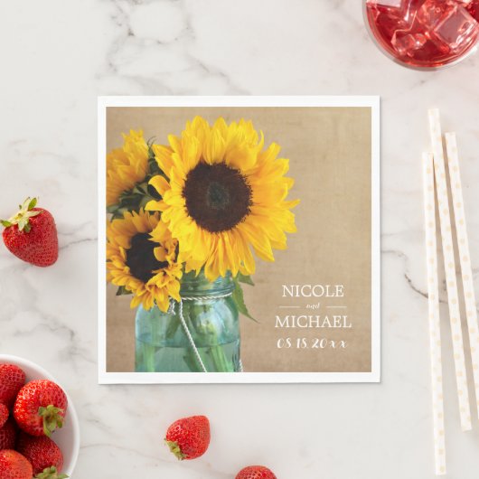 Rustikale Sonnenblumen Mason Jar Country Wedding Serviette (Beispiel)