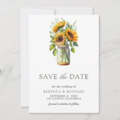 Rustikale Sonnenblumen Mason Jar Foto Hochzeit Save The Date (Vorderseite)