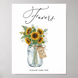 Rustikale Sonnenblumen-Mason-Jar-Geschenk-Schild Poster