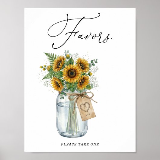 Rustikale Sonnenblumen-Mason-Jar-Geschenk-Schild Poster (Vorne)