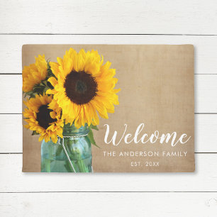 Rustikale Sonnenblumen Mason Jar Land Personalisie Fußmatte