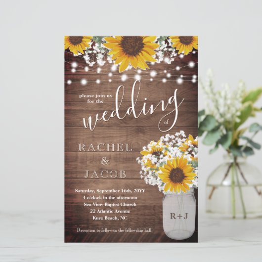 Rustikale Sonnenblumen Mason Jar Lights Budget Hoc (Stehend Vorderseite)