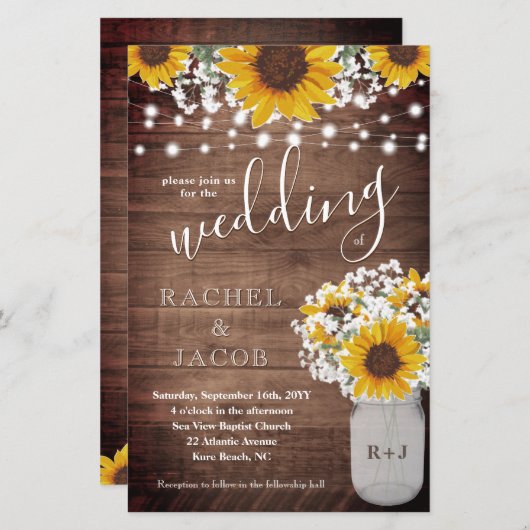 Rustikale Sonnenblumen Mason Jar Lights Budget Hoc (Vorne/Hinten)