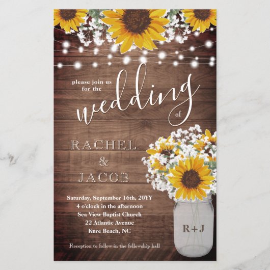 Rustikale Sonnenblumen Mason Jar Lights Budget Hoc (Vorderseite)