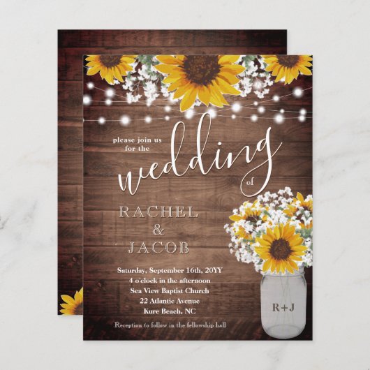 Rustikale Sonnenblumen Mason Jar Lights Budget Hoc (Vorne/Hinten)