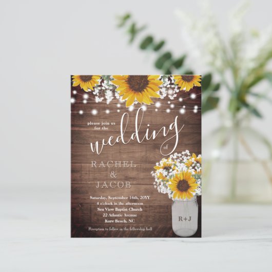 Rustikale Sonnenblumen Mason Jar Lights Budget Hoc (Stehend Vorderseite)