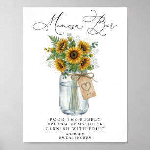 Rustikale Sonnenblumen-Mason-Jar-Mimosa-Bar Poster