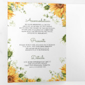 Rustikale Sonnenblumen Mason Jar QR Code Hochzeit Dreifach Gefaltete Einladung (Innen Erste Seite)