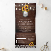 Rustikale Sonnenblumen Mason Jar String Lights Hoc Dreifach Gefaltete Einladung (Innenseite)