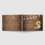 Rustikale Sonnenblumen Mason Jar String Lights Hoc Gästebuch (Voll)