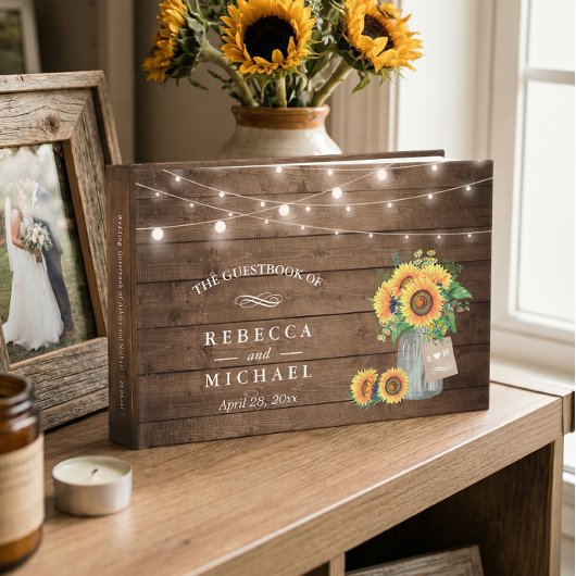 Rustikale Sonnenblumen Mason Jar String Lights Hoc Gästebuch