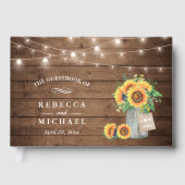 Rustikale Sonnenblumen Mason Jar String Lights Hoc Gästebuch (Vorderseite)