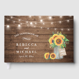 Rustikale Sonnenblumen Mason Jar String Lights Hoc Gästebuch