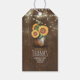 Rustikale Sonnenblumen Mason Jar Wedding Geschenkanhänger
