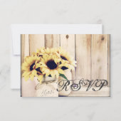 Rustikale Sonnenblumen Mason Jar Wedding RSVP Card Karte (Rückseite)
