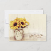 Rustikale Sonnenblumen Mason Jar Wedding RSVP Card Karte (Rückseite)