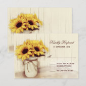 Rustikale Sonnenblumen Mason Jar Wedding RSVP Card Karte (Vorne/Hinten)