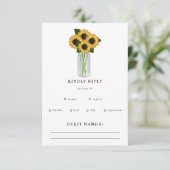 Rustikale Sonnenblumen Mason Jar Wedding RSVP Karte (Stehend Vorderseite)