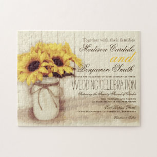 Rustikale Sonnenblumen Mason Jar Wedle Invite Puzz Puzzle