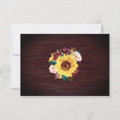 Rustikale Sonnenblumen Mason Jar Wood Wedding RSVP Karte (Rückseite)