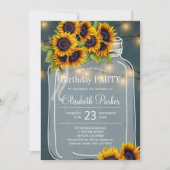 Rustikale Sonnenblumen Masson Glas Geburtstagspart Einladung (Vorderseite)