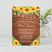 Rustikale Sonnenblumen mit Blumenzwiebelleuchten Einladung (Stehend Vorderseite)