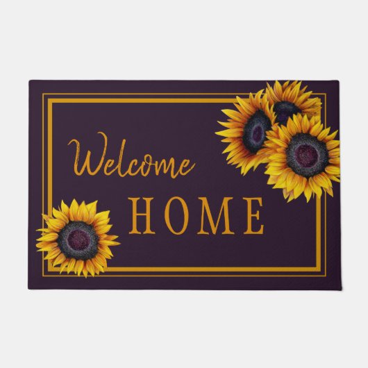 Rustikale Sonnenblumen, moderne Schrift Fußmatte (Vorderseite)