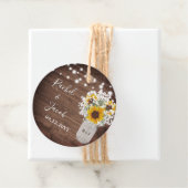 Rustikale Sonnenblumen Monogram Jar Lights Hochzei Geschenkanhänger (Beispiel)