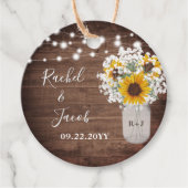 Rustikale Sonnenblumen Monogram Jar Lights Hochzei Geschenkanhänger (Vorderseite)