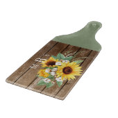 Rustikale Sonnenblumen Monogram Wood & Green Schneidebrett (Ecke)